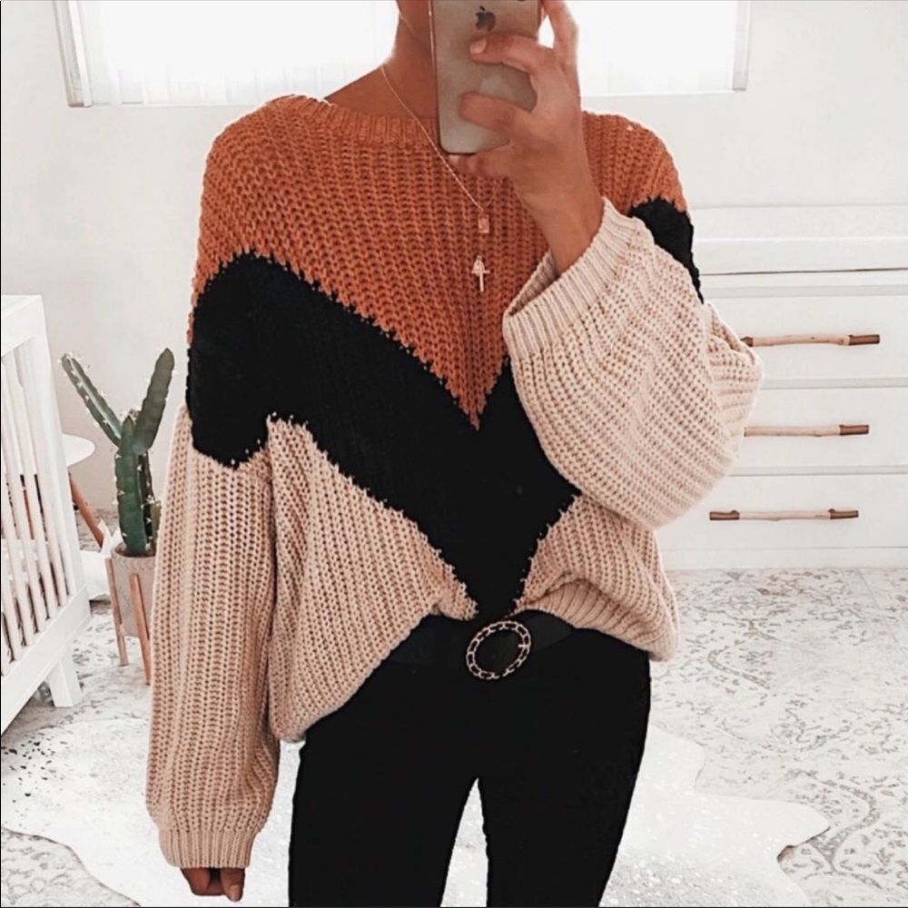 SOLD VICI Chevron Color Block Sweater - Picture 1 of 8